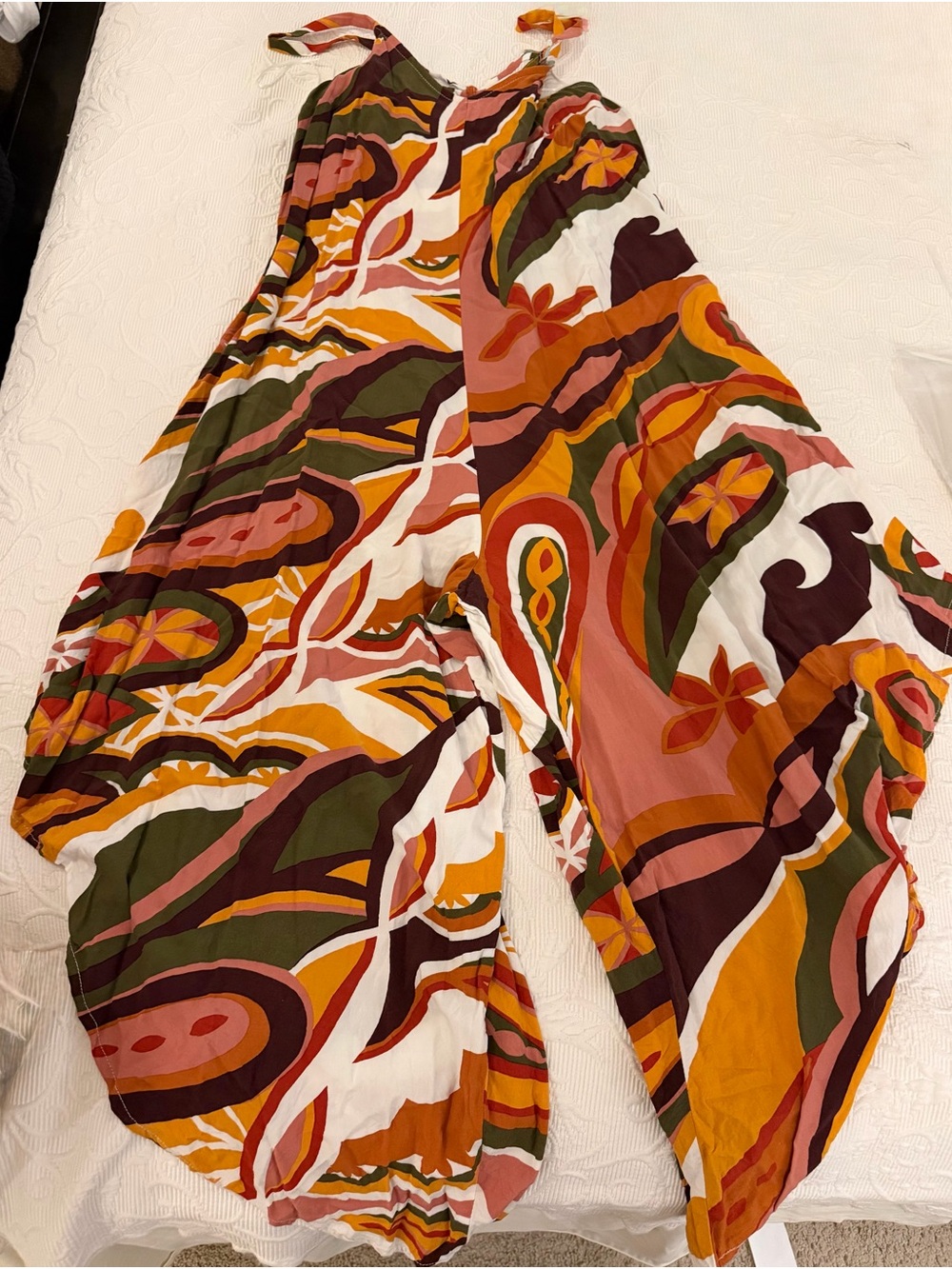 Ivy Street Retro Psychedelic Abstract Wide Leg Jumpsuit Size L Boho